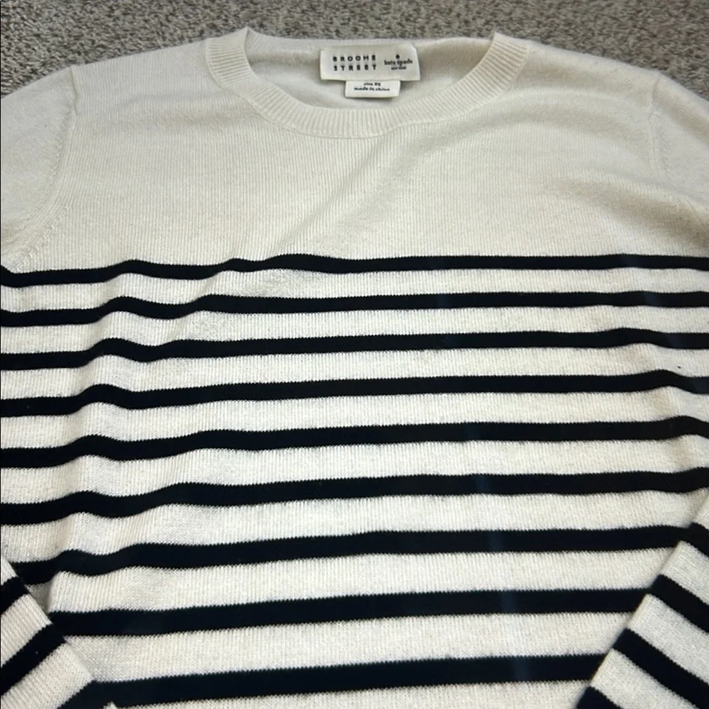 Kate Spade Broome Street Heart Patch Striped Sweater, XS